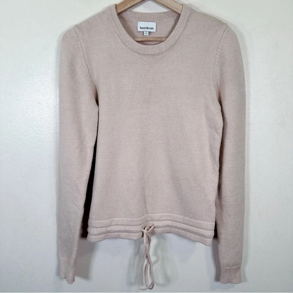 Heartloom Crew Neck Tie Waist Sweater Beige Color - Picture 5 of 16